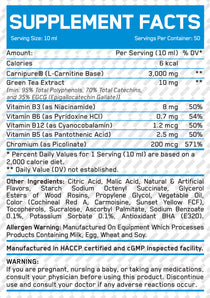 EVERBUILD NUTRITION L-Carnitine 3000Mg + Green Tea Orange 50Serv.