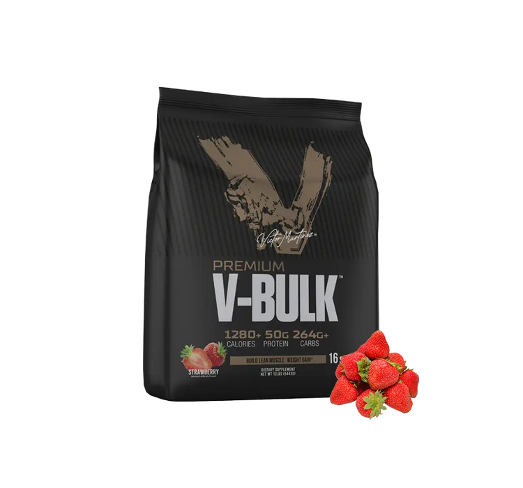 VICTOR MARTINEZ Premium V-Bulk High Protein Lean Gainer Strawberry 12Lb 16Serv.