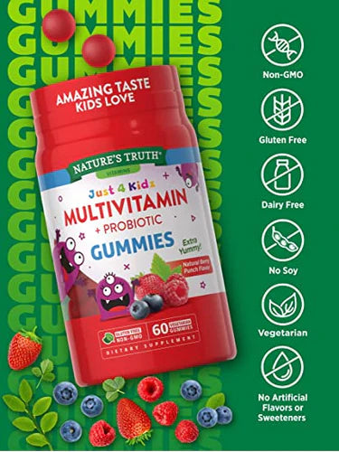 NATURES TRUTH KIDS MULTIVITAMIN GUMMIES + PROBIOTICS