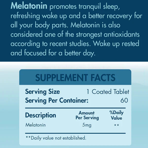 Organic Nation Fast Dissolving Melatonin 5Mg. 60Tabs, 60Serv.