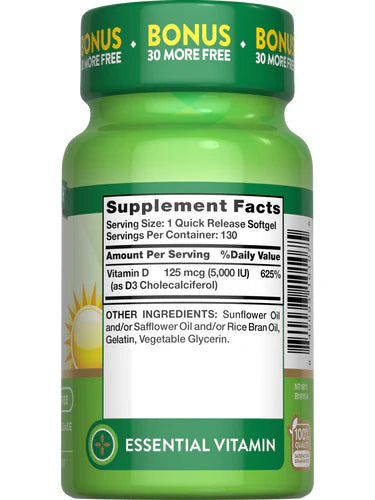 NATURES TRUTH VITAMIN D3 5000 IU 125MCG EXTRA STRENGTH