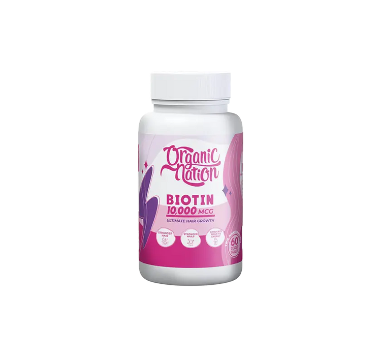 Organic Nation Biotin 10000Mcg 60Tabs, 60Serv.