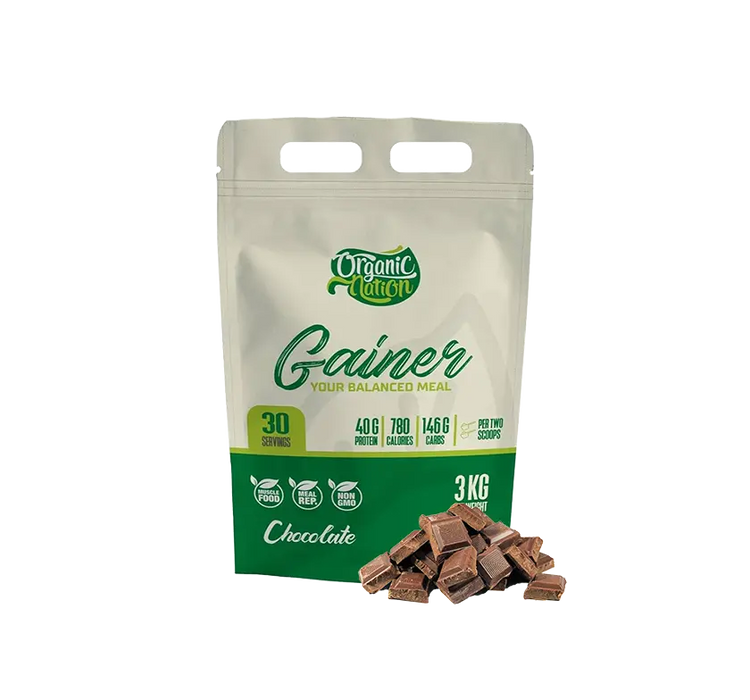 Organic Nation Gainer Chocolate 3Kg, 30 Serv.